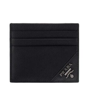 Prada cardholder black gray leather